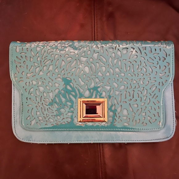 Urban Expressions Turquoise Vegan Leather Envelope Clutch Bag - Picture 2 of 3